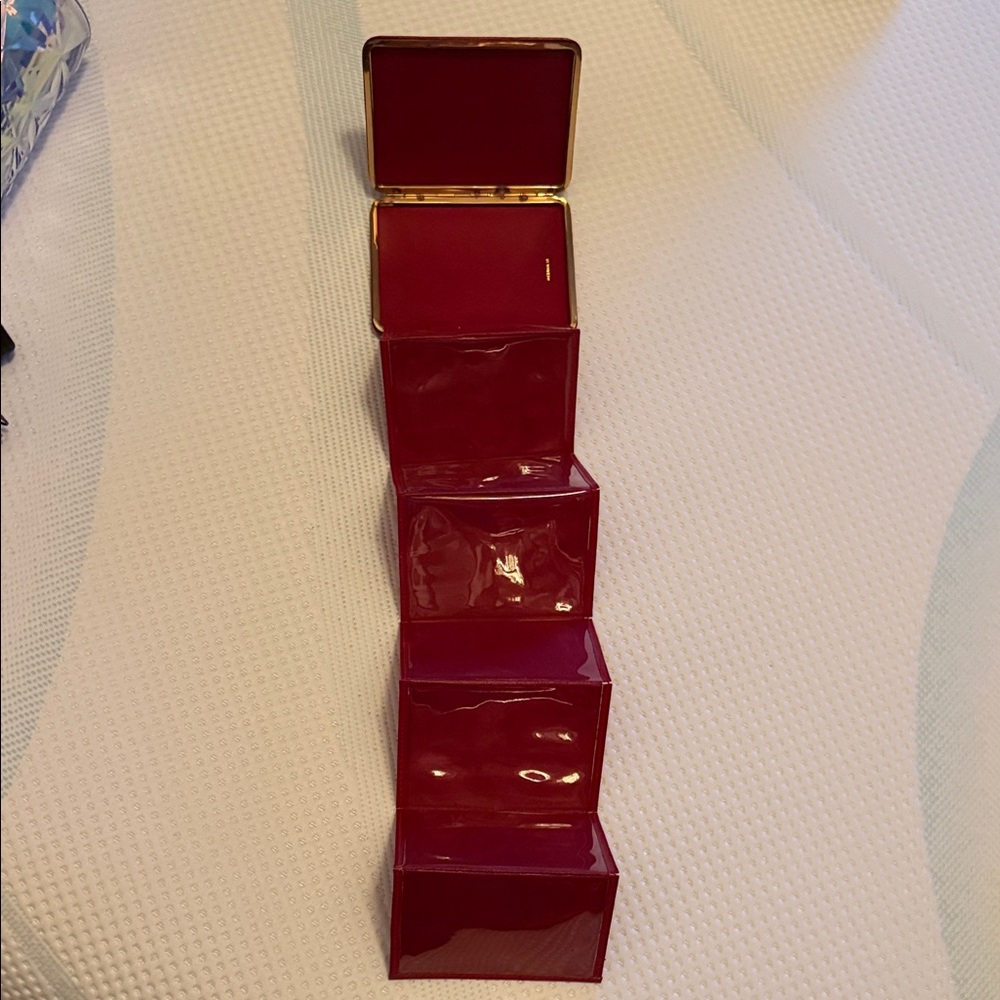 French Vintage Le Tanneur Red Photo Momento Case - Picture 8 of 9